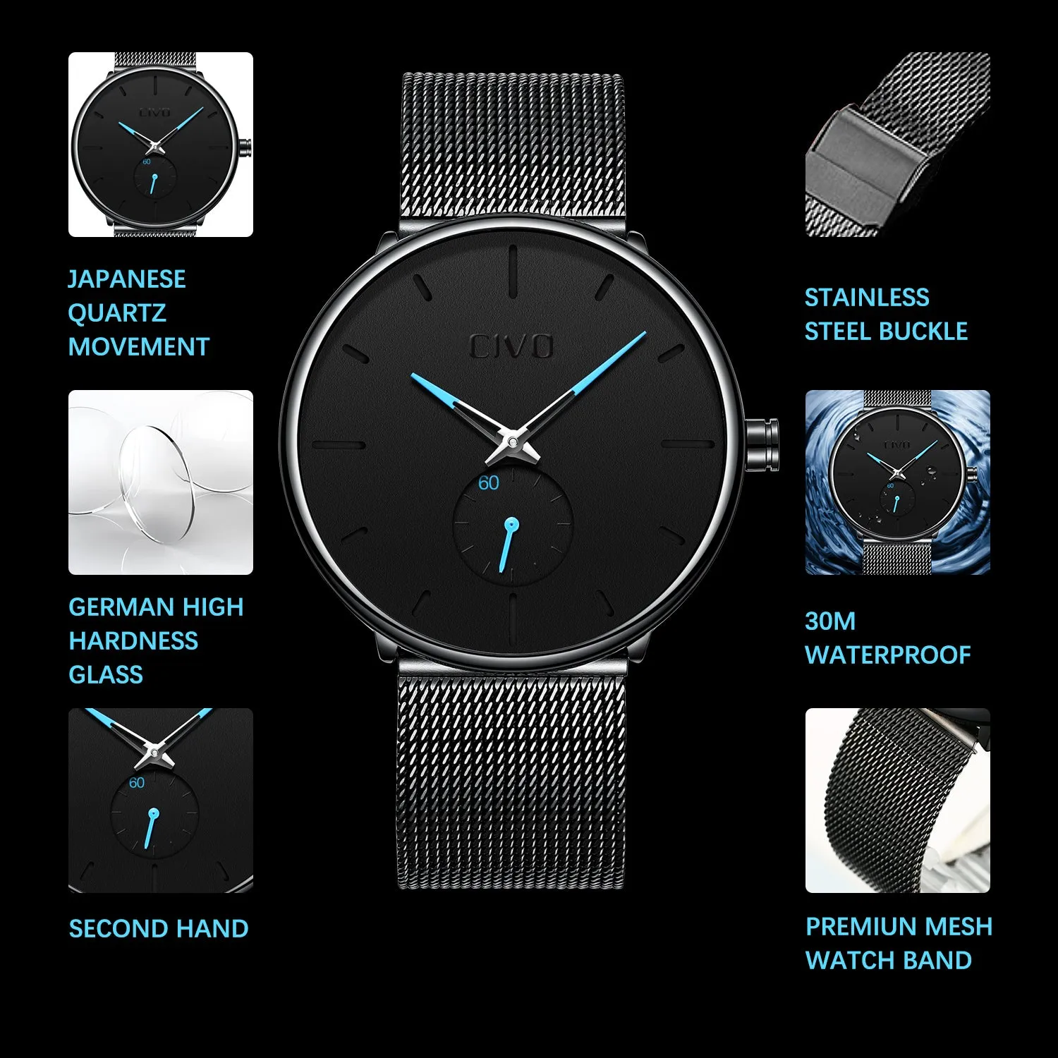 0124C | Quartz Men Watch | Mesh Band