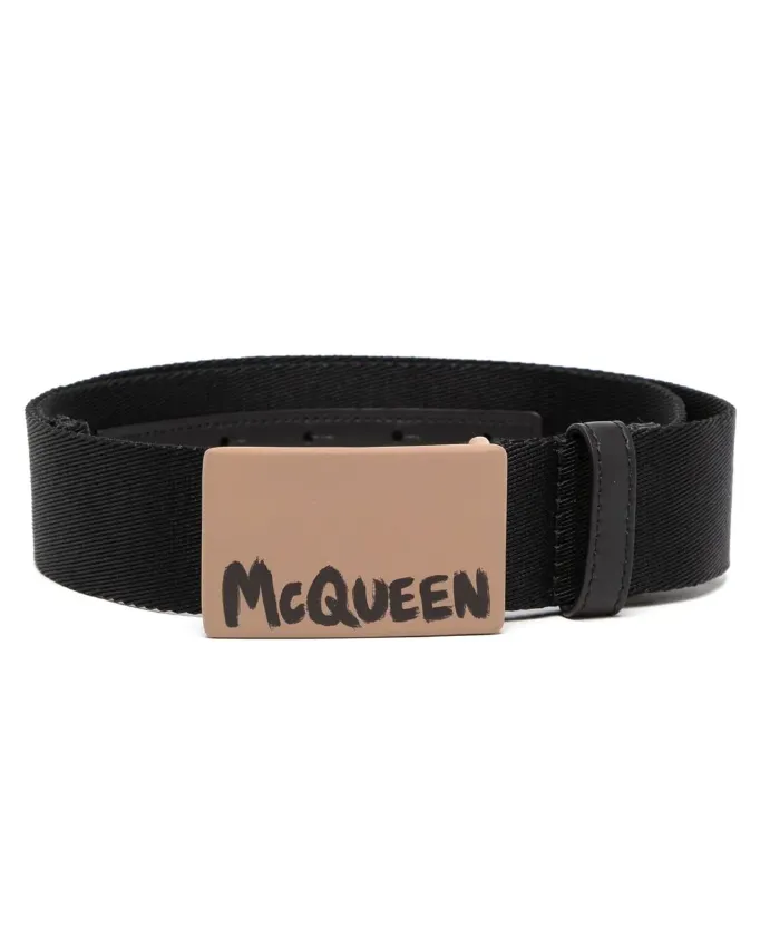 Alexander McQueen logo-print buckle belt