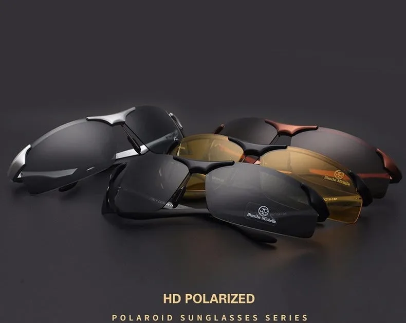 Aluminum Magnesium Polarized Night Vision Goggles Sunglasses for Men