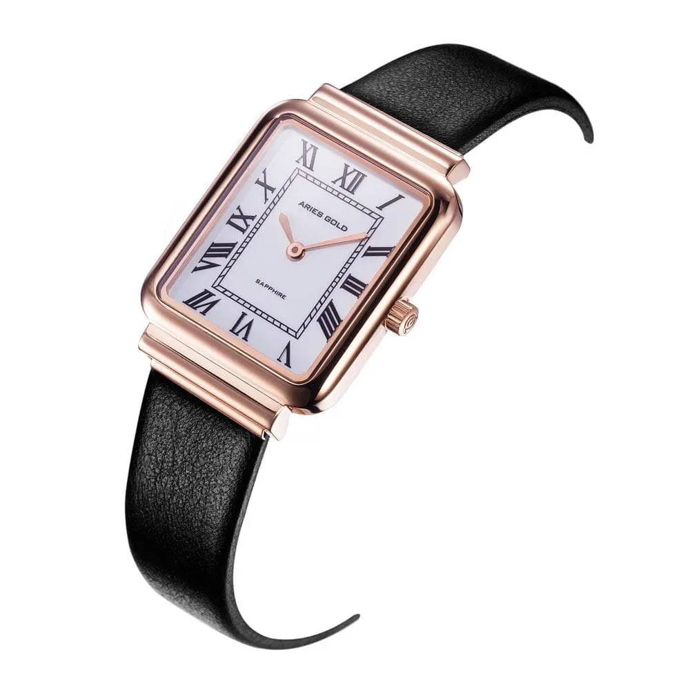 ARIES GOLD ENCHANT ISABELLA ROSE GOLD STAINLESS STEEL L 5032Z RG-W-L LEATHER STRAP WOMEN'S WATCH