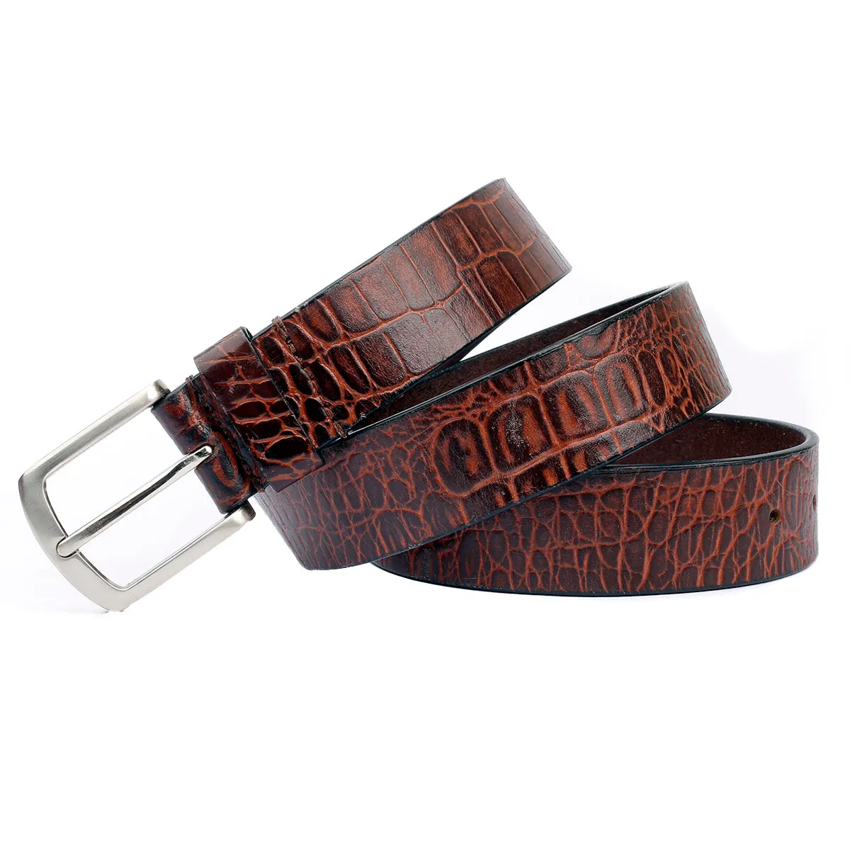 Bacca Bucci Smooth Grain Leather with Croco Embossed Belt for Men