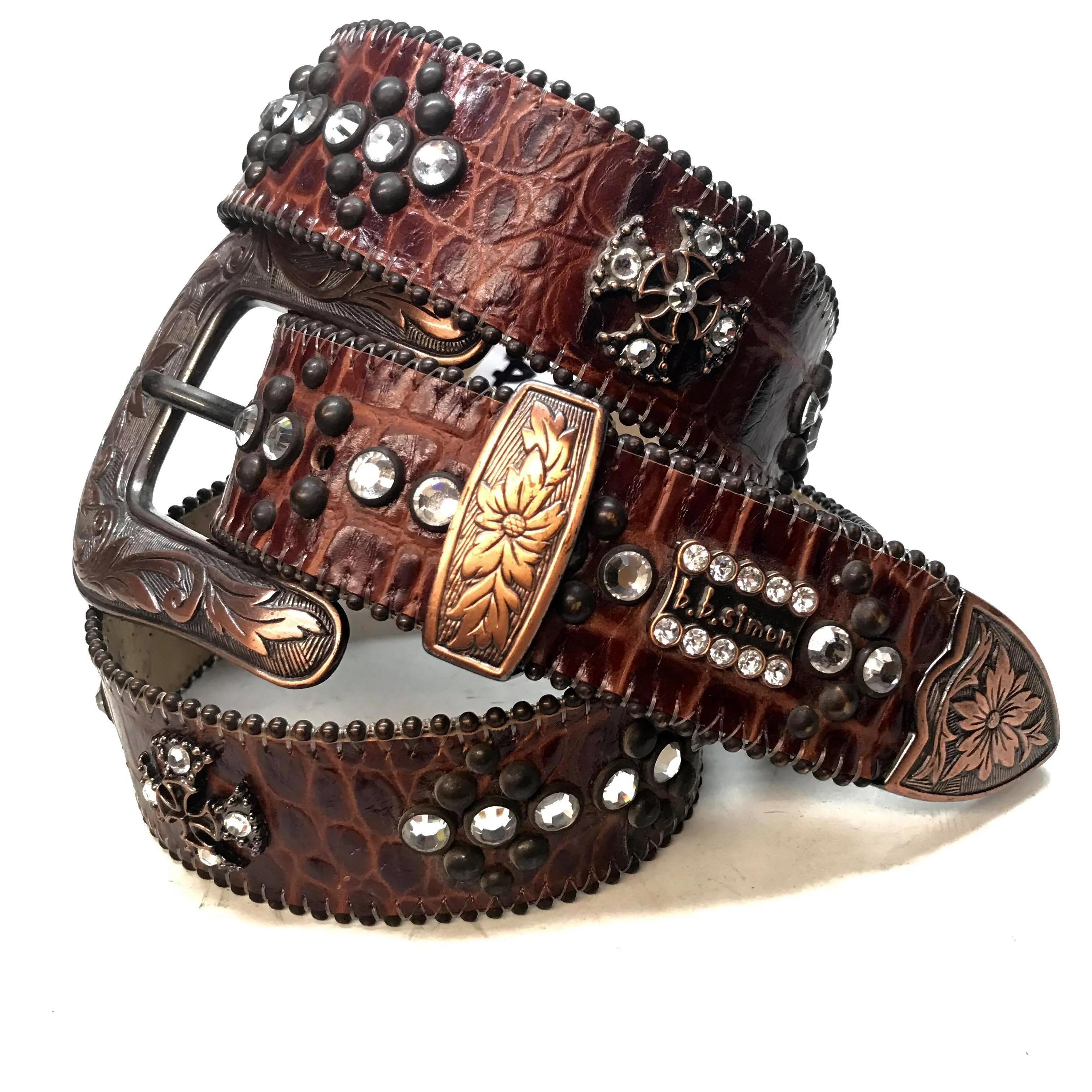 b.b. Simon 'Chocolate Croc' Crystal Belt