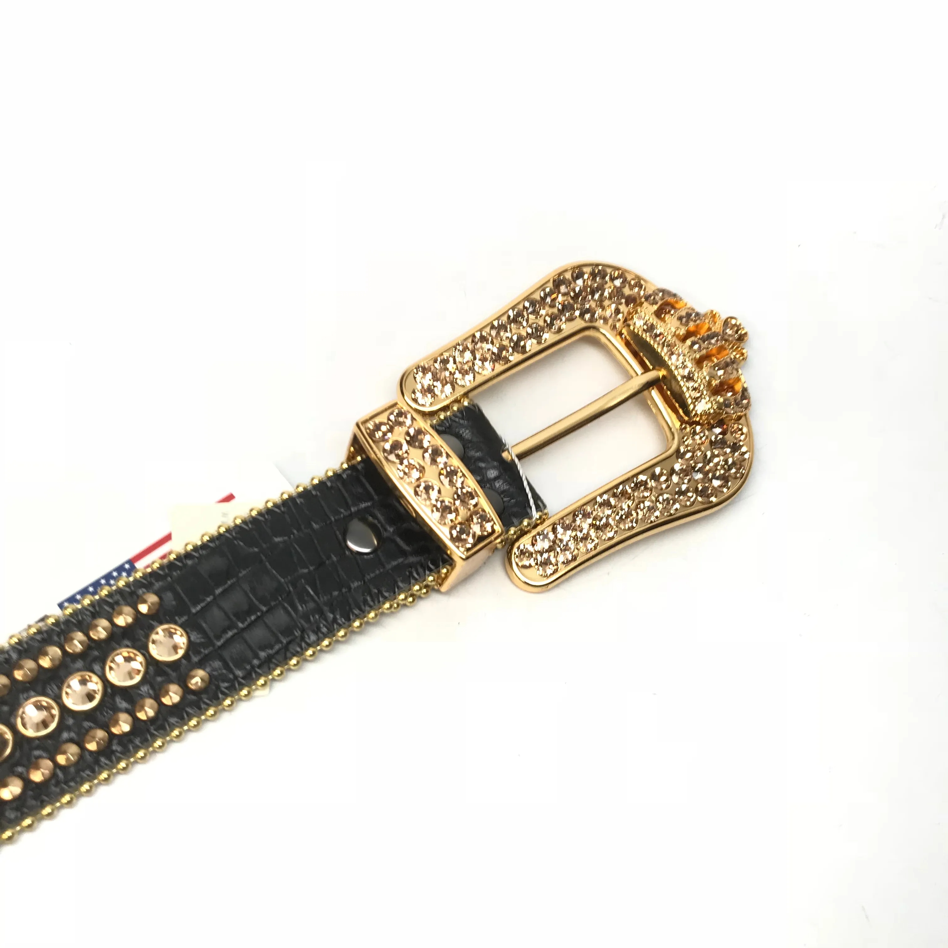 b.b. Simon 'Golden Crown' Double Studded Crystal Belt