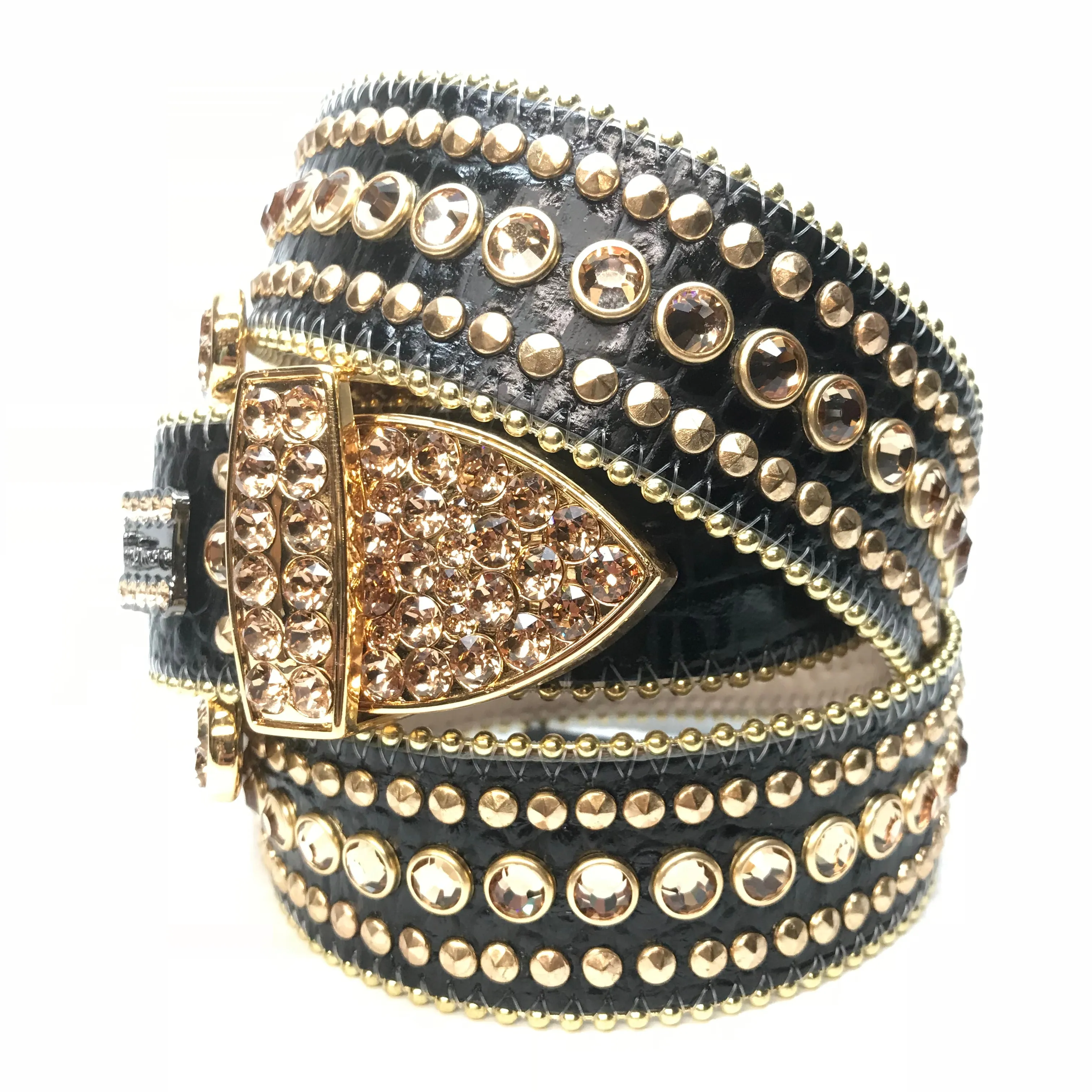 b.b. Simon 'Golden Crown' Double Studded Crystal Belt