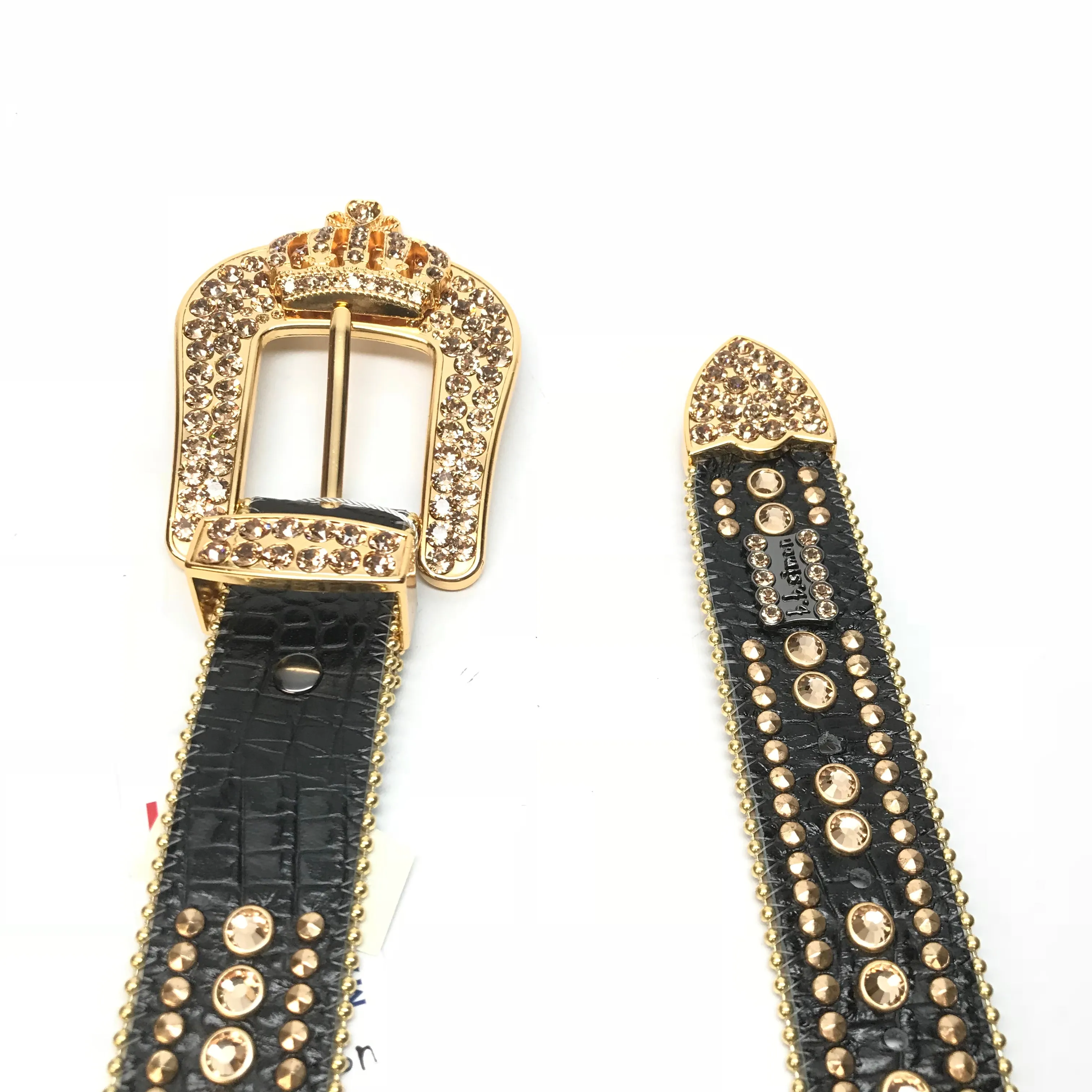 b.b. Simon 'Golden Crown' Double Studded Crystal Belt