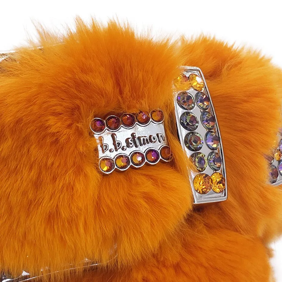 b.b. Simon Orange Fur Volcano Crystal Belt