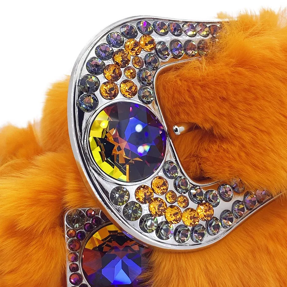 b.b. Simon Orange Fur Volcano Crystal Belt