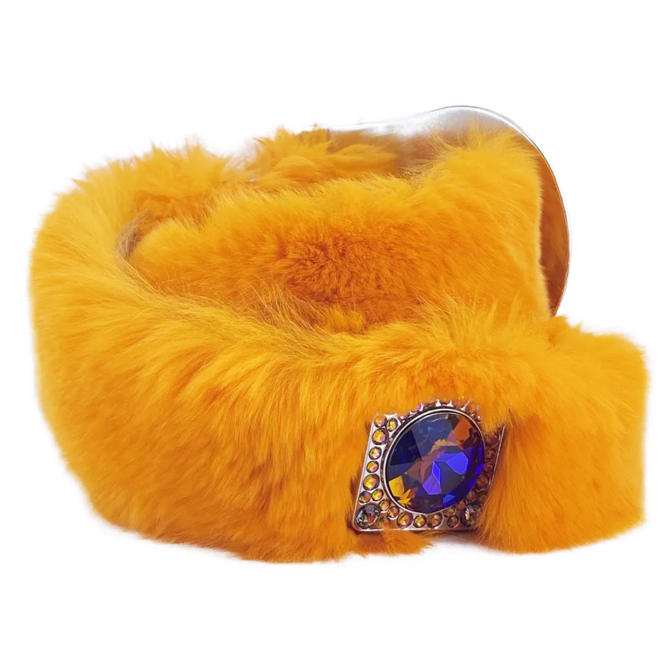 b.b. Simon Orange Fur Volcano Crystal Belt