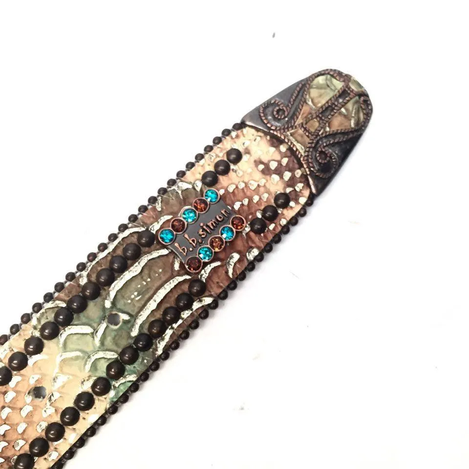 b.b. Simon Python Oval Crystal Belt