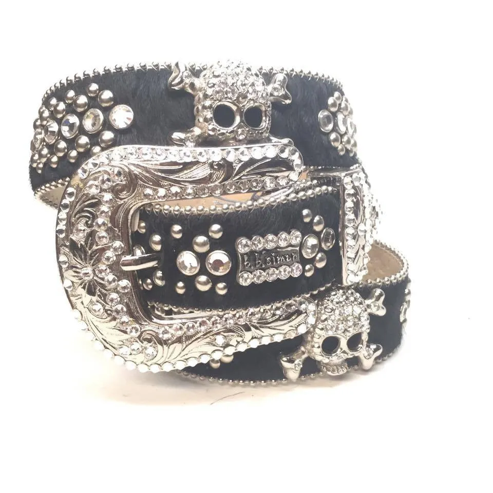 b.b. Simon "Skull Pony Hair" Crystal Belt