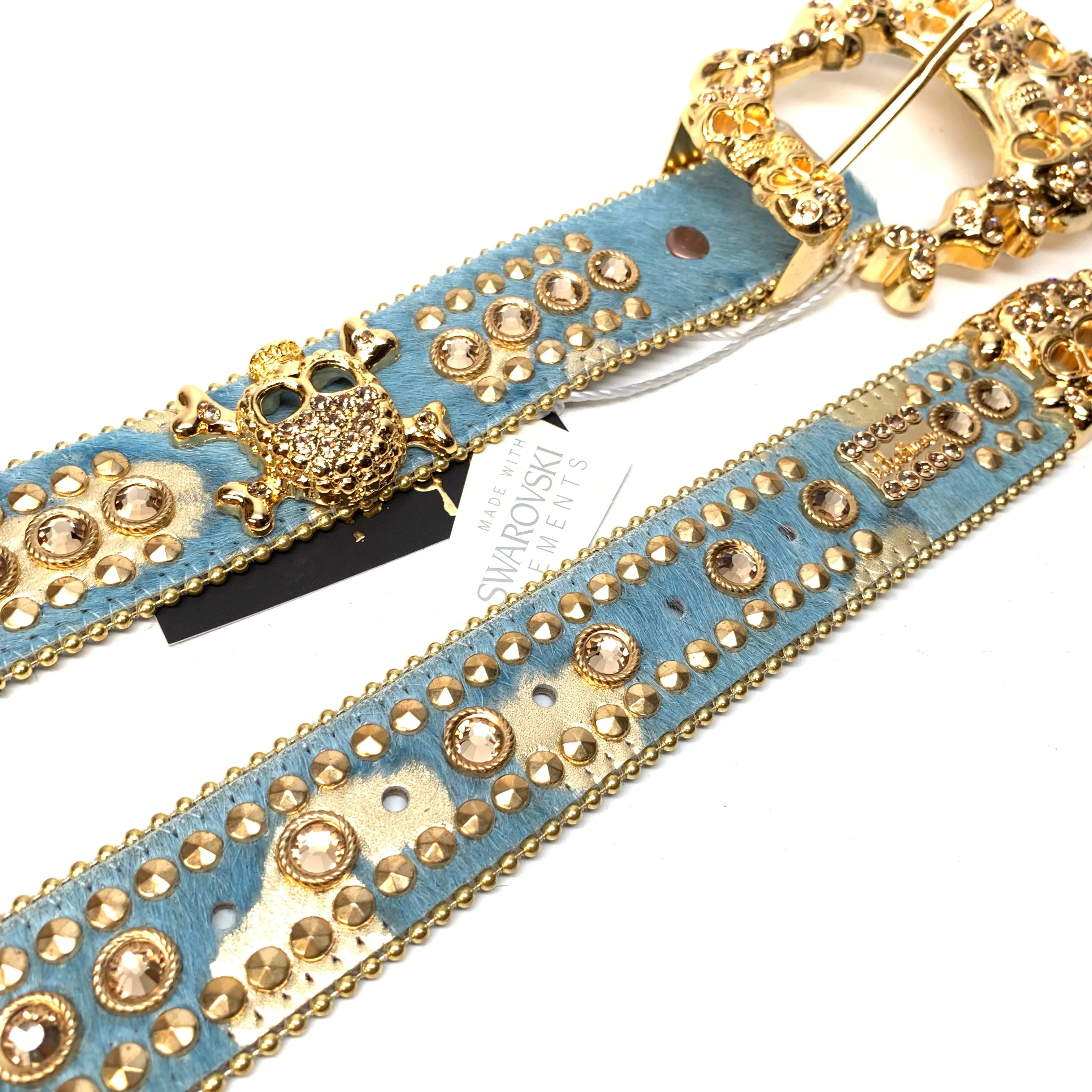 b.b. Simon Sky Skull Pony Hair Belt