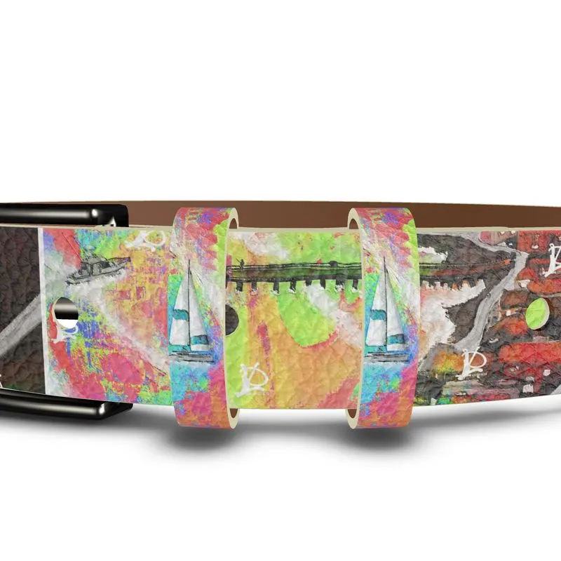 #Be153 LDCC the boardwalk, print Designer leather belt