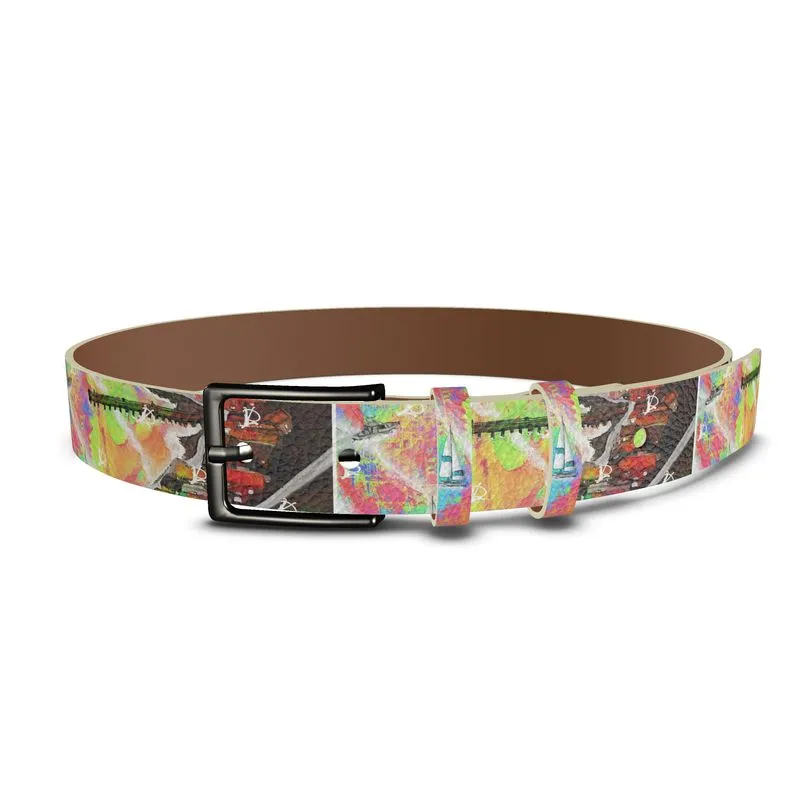 #Be153 LDCC the boardwalk, print Designer leather belt