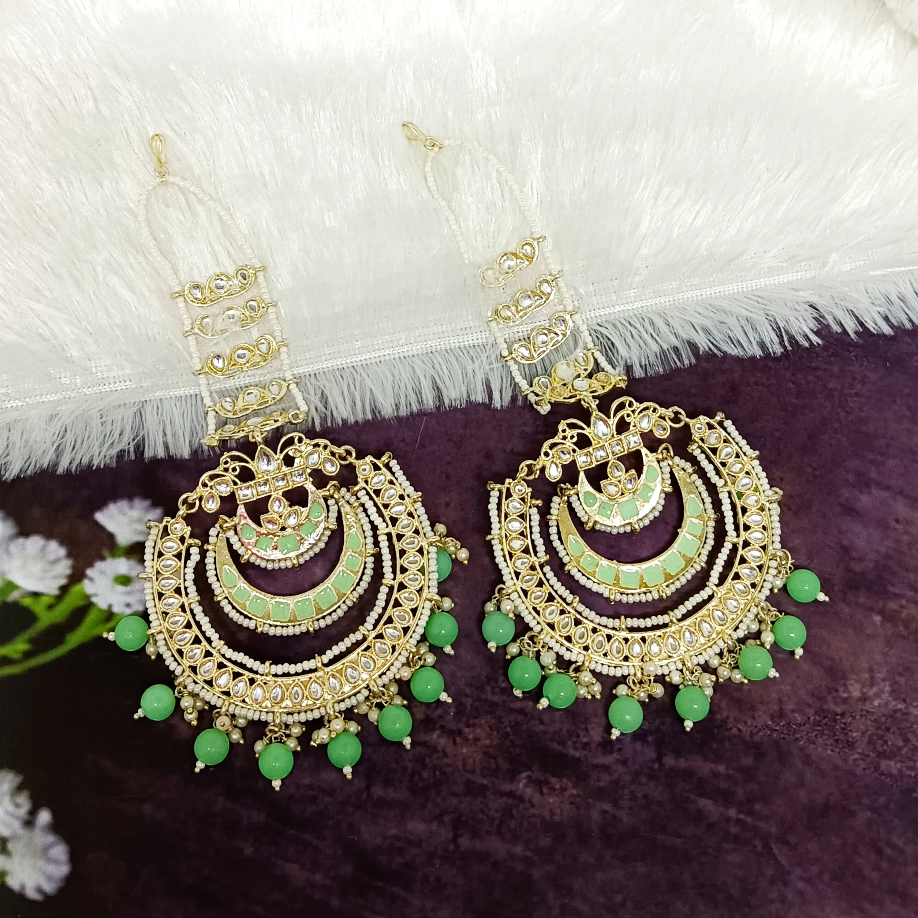 Bhavi Jewels Gold Plated Kundan Dangler Earrings