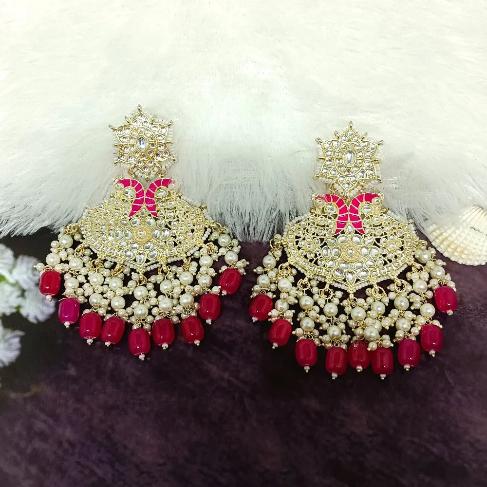 Bhavi Jewels Gold Plated Kundan Stone Dangler Earrings