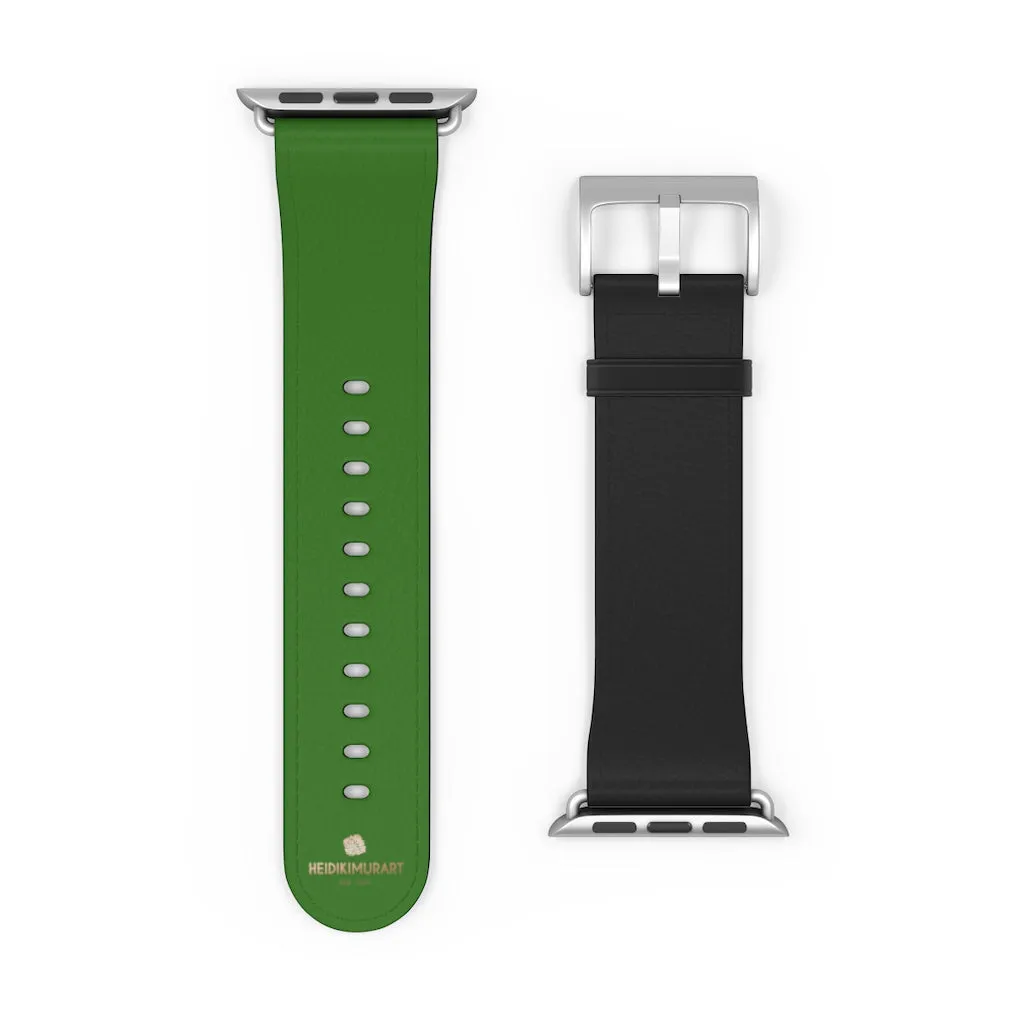 Black Green Duo Apple Band, Solid Color Print Premium Apple Watch Band- Made in USA