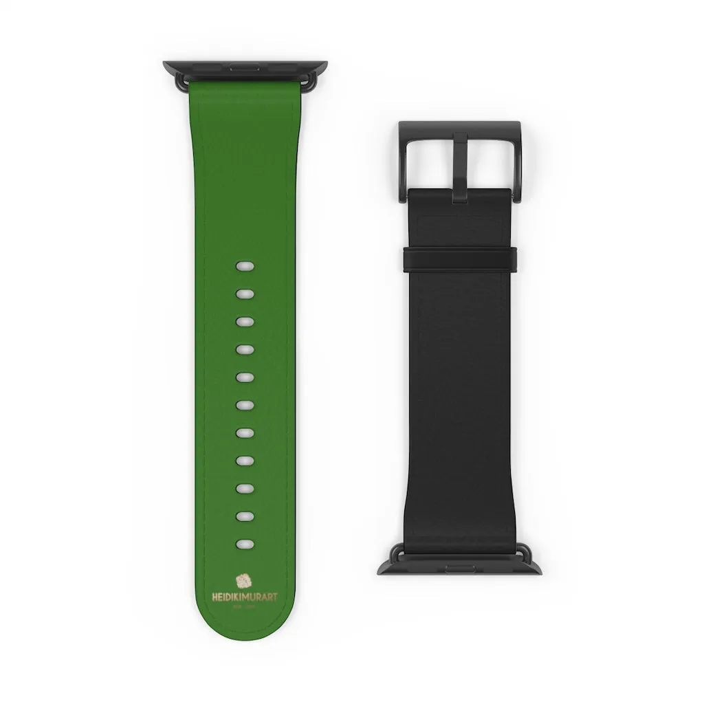 Black Green Duo Apple Band, Solid Color Print Premium Apple Watch Band- Made in USA