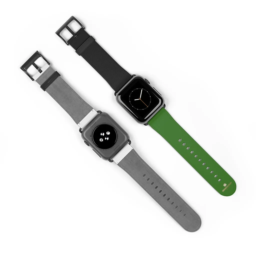 Black Green Duo Apple Band, Solid Color Print Premium Apple Watch Band- Made in USA