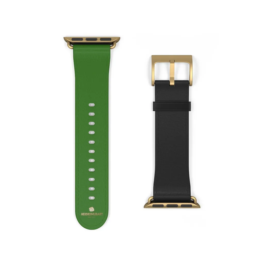 Black Green Duo Apple Band, Solid Color Print Premium Apple Watch Band- Made in USA