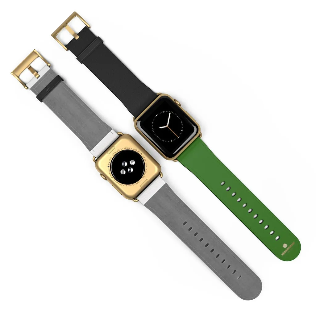 Black Green Duo Apple Band, Solid Color Print Premium Apple Watch Band- Made in USA