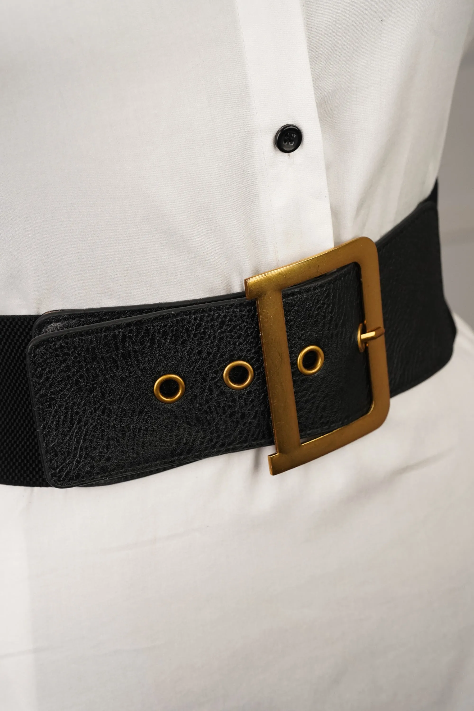 Black Leather Belt With Chunky Buckle