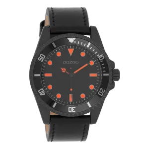 Black OOZOO watch with black leather strap - C11119