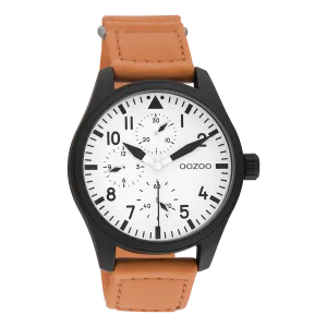 Black OOZOO watch with orange velcro strap - C11005