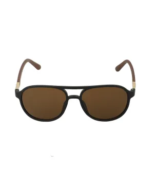 Black With Brown Toned Rectangle Unisex Sunglass With Uv Protected Lens