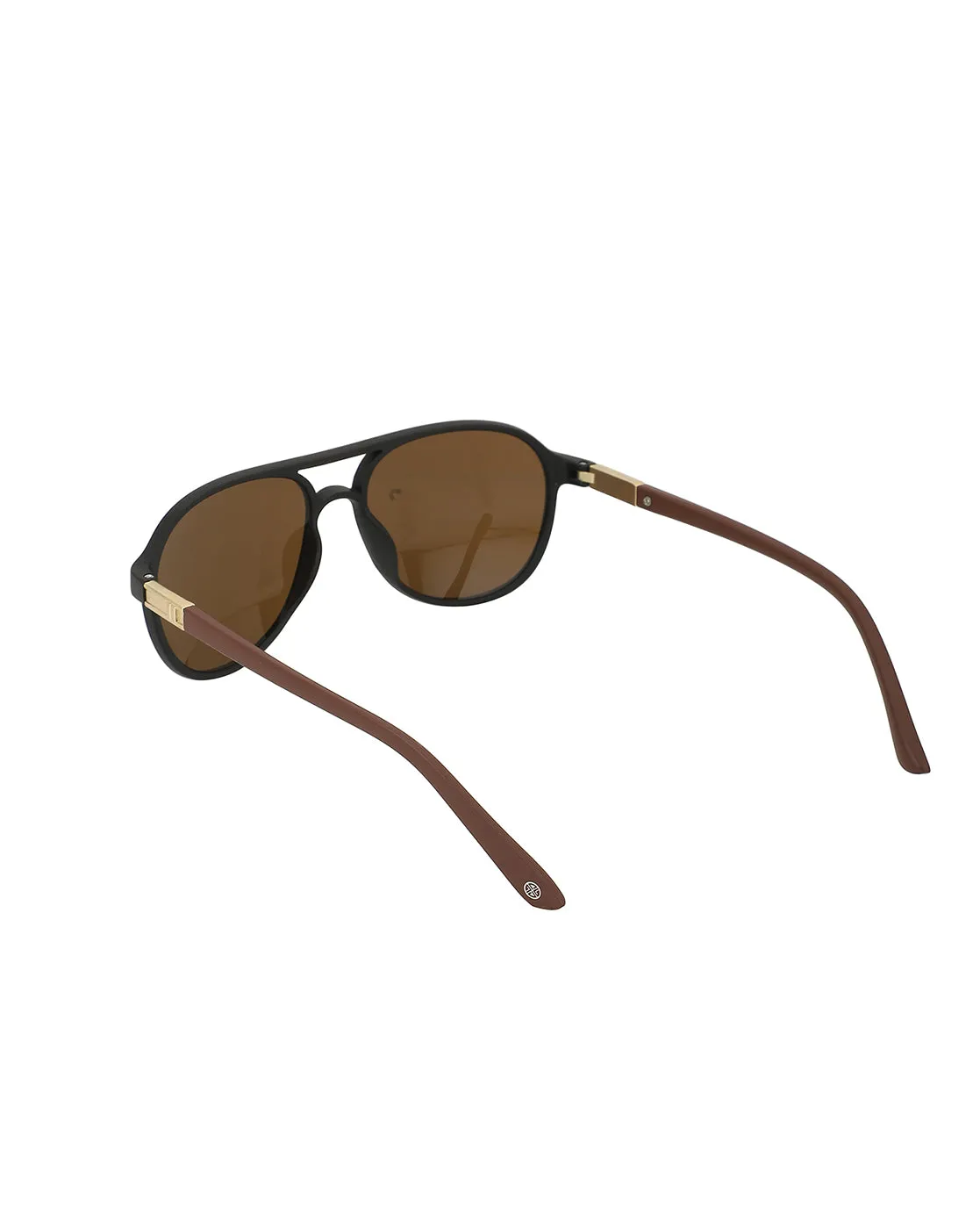 Black With Brown Toned Rectangle Unisex Sunglass With Uv Protected Lens