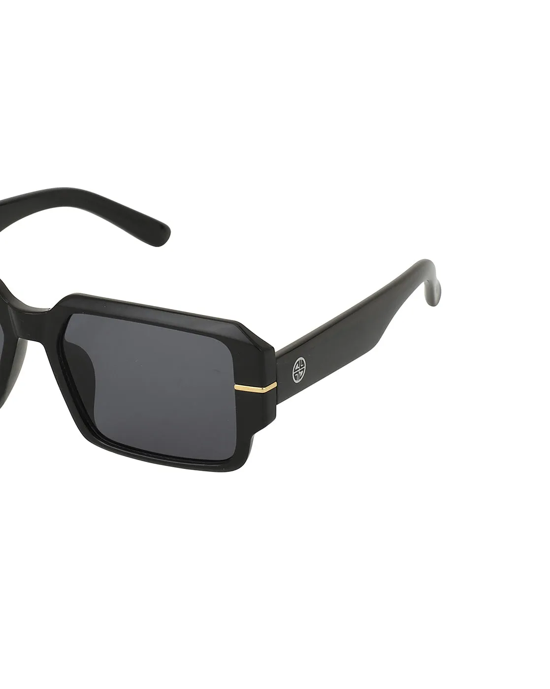 Black With Gold Toned Uv Protected Wayfarer Sunglass For Unisex