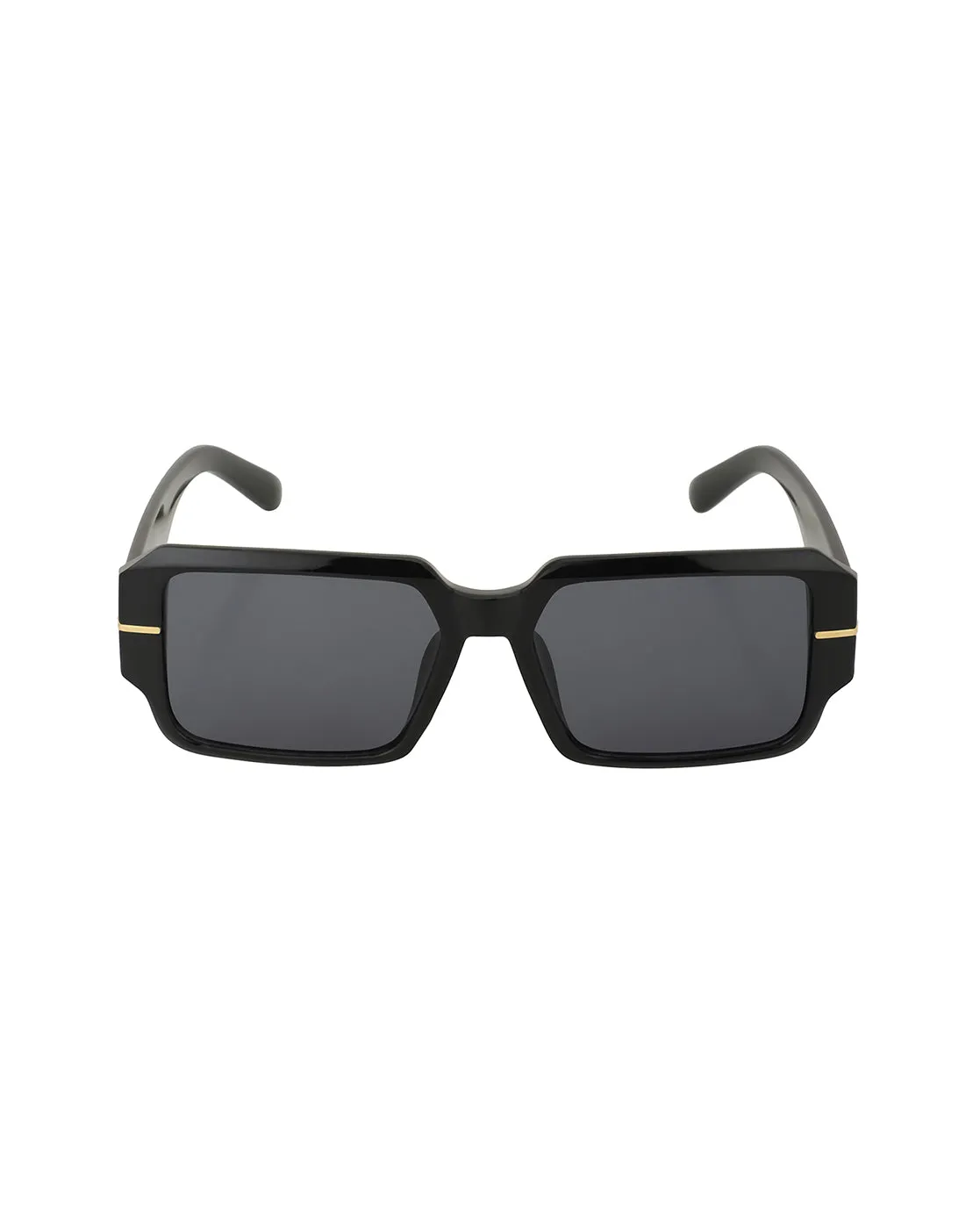 Black With Gold Toned Uv Protected Wayfarer Sunglass For Unisex