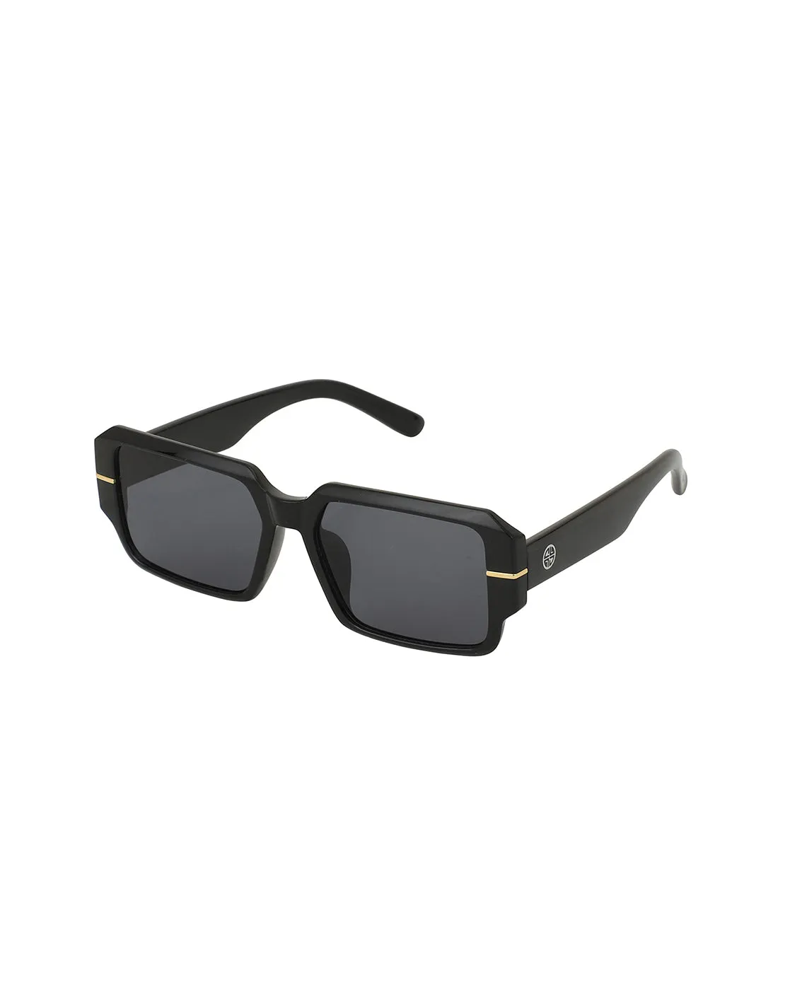 Black With Gold Toned Uv Protected Wayfarer Sunglass For Unisex