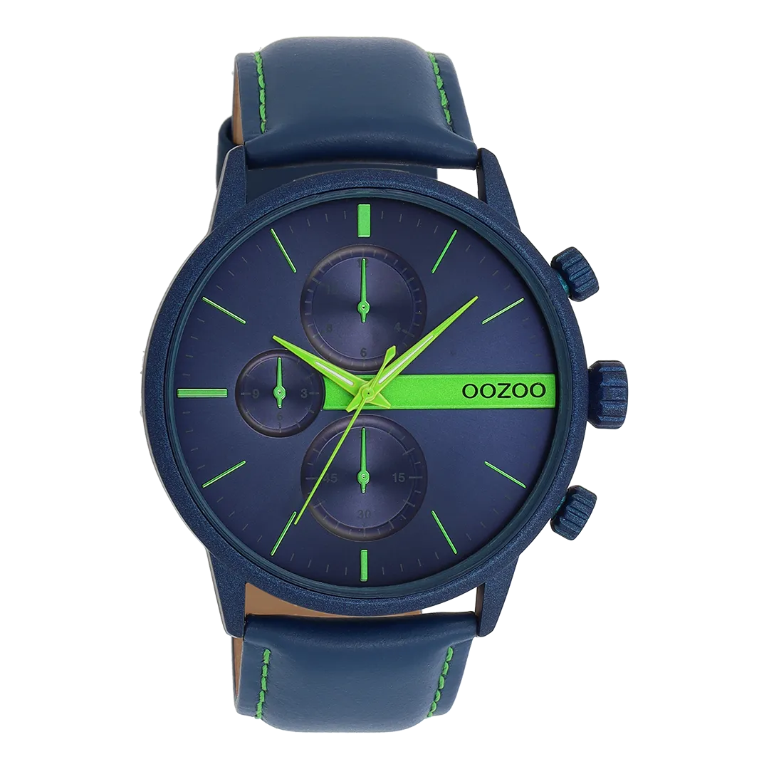 Blue OOZOO watch with blue leather strap - C11228