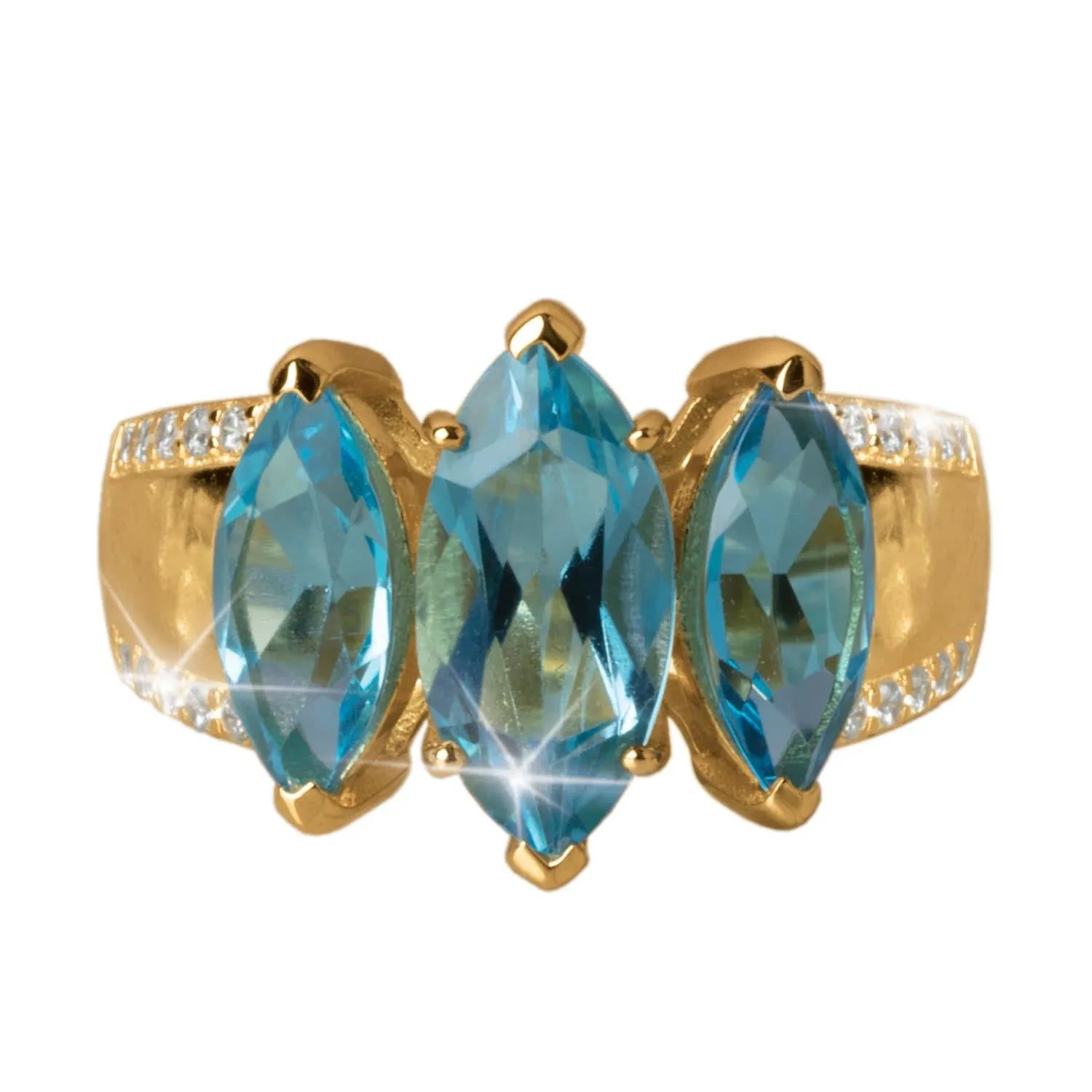 Blue Topaz Marquise Trilogy Ring