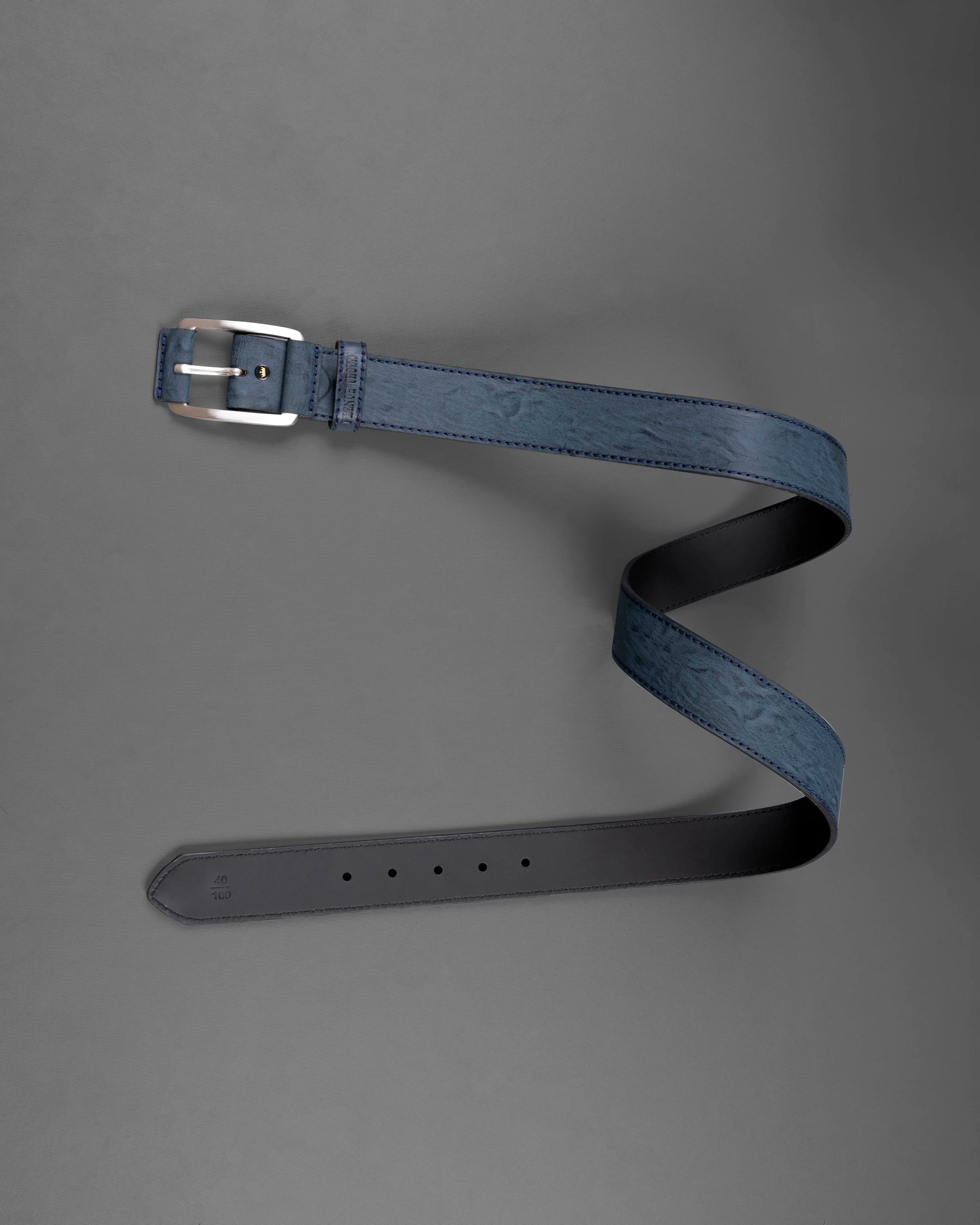 Blue with Metallic Buckle Leather Free Lightweight Handcrafted Belt