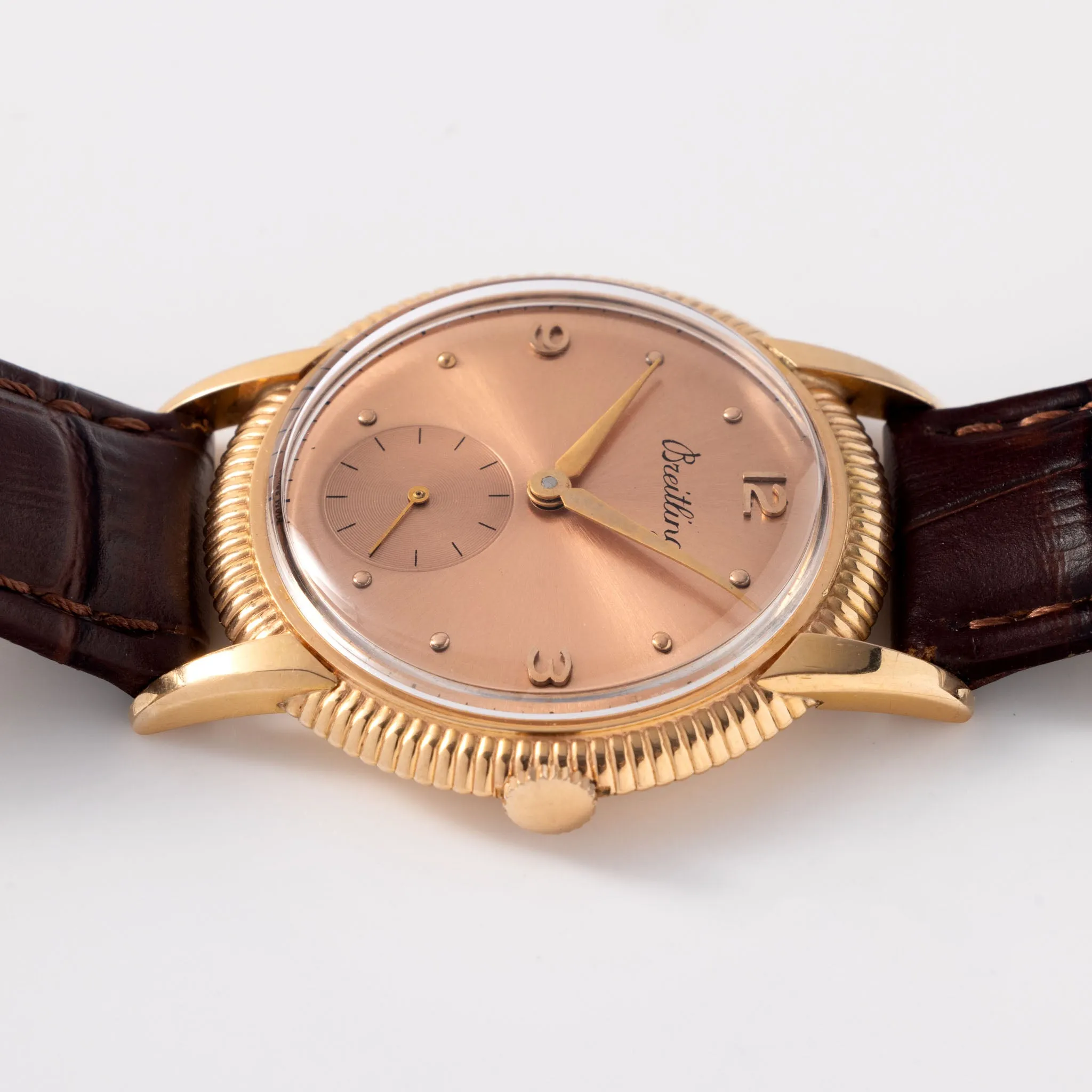 Breitling Rose Gold Dress Watch Salmon Dial Ref 177