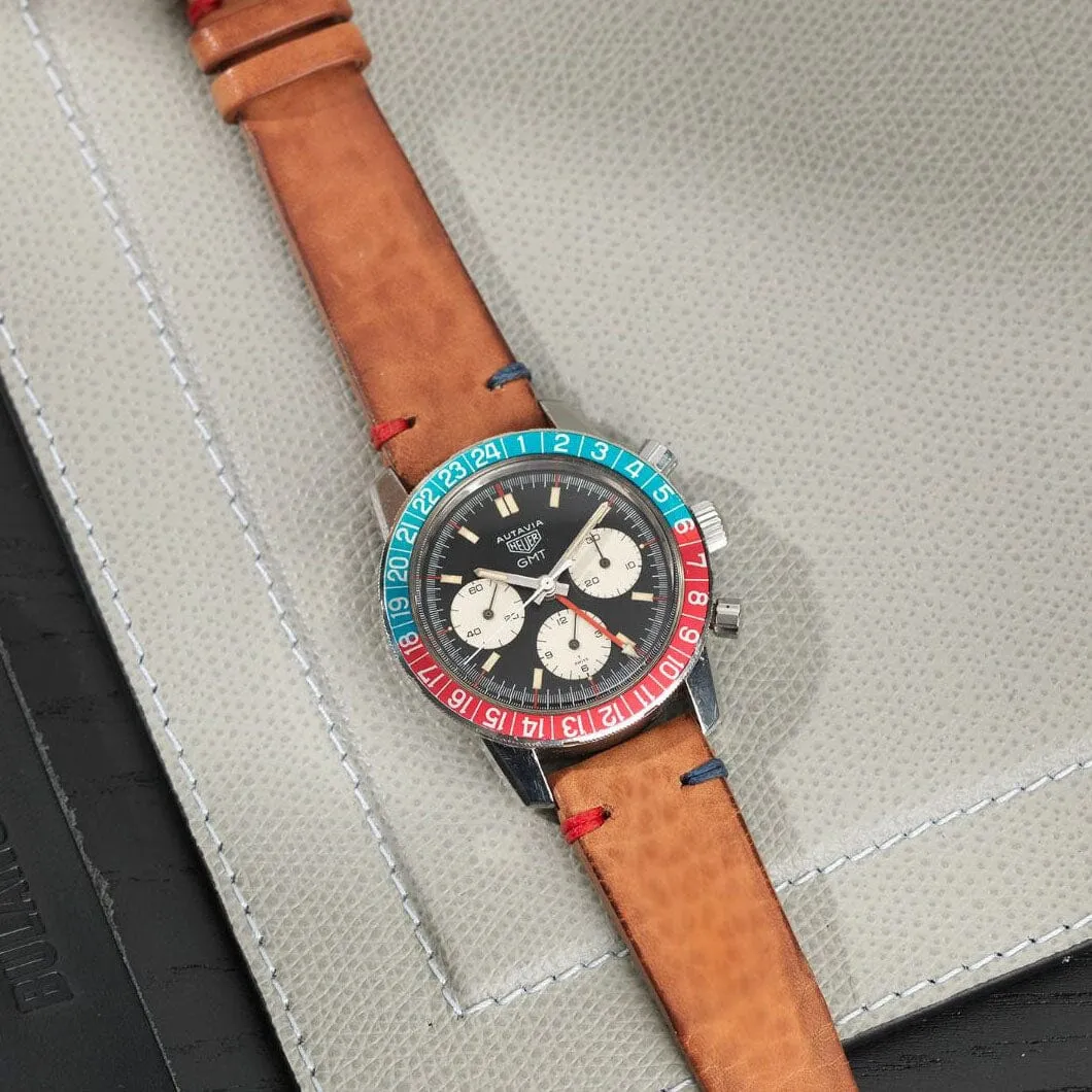 Caramel Brown Pepsi Stitch Leather Watch Strap