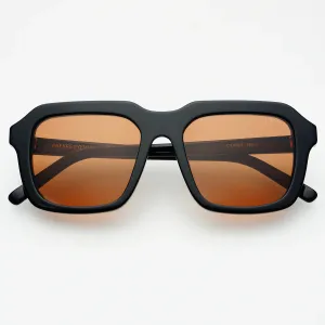 Charlie Acetate Unisex Rectangular Sunglasses- Black