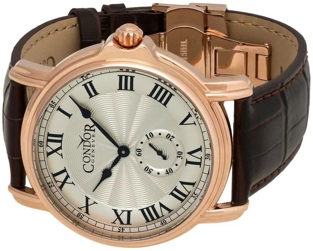 Condor Classic Rose Gold Plated Mens Strap Swiss Watch C225R