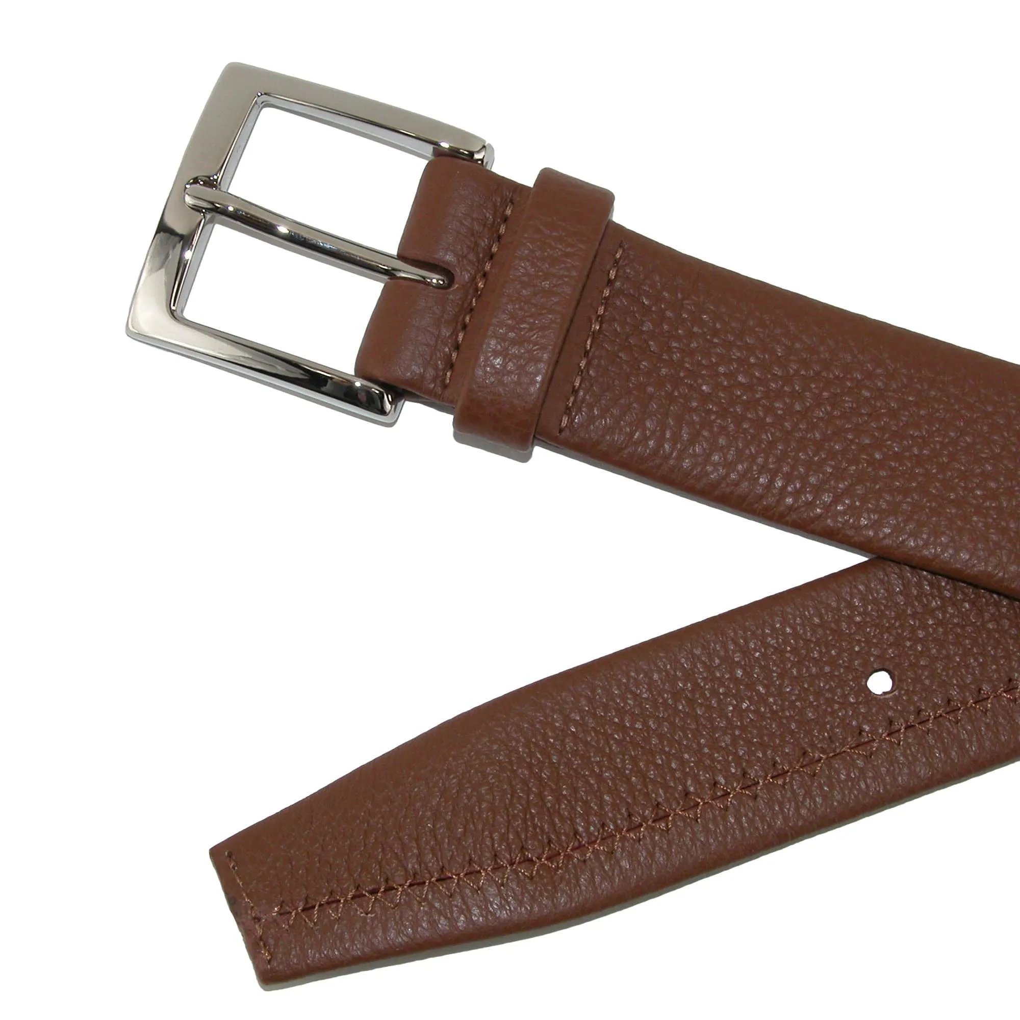 CrookhornDavis Men's Parma Buttercalf Grain Tubular Leather Dress Belt