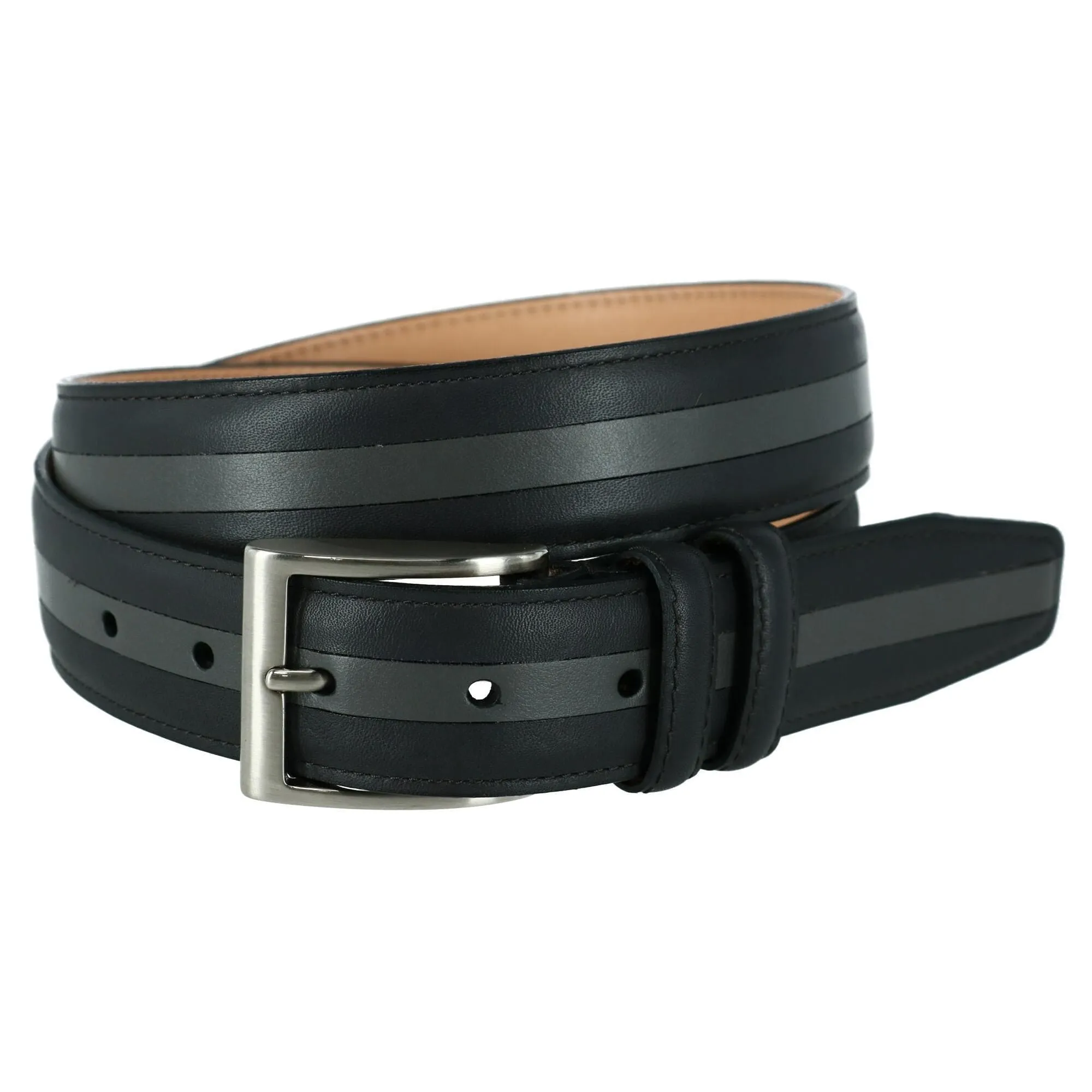 CrookhornDavis Men's The Slate Italian Calfskin Two Tone Inlay Golf Leather Belt