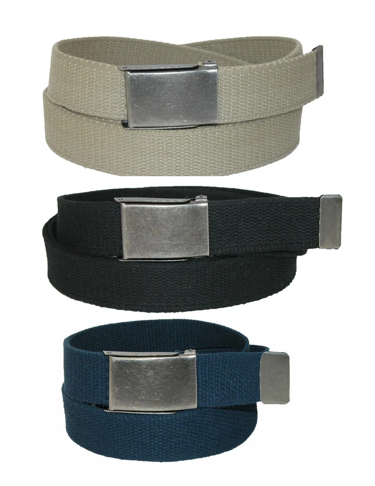 CTM® Men's Big & Tall Belt with Flip Top Nickel Buckle (Pack of 3)