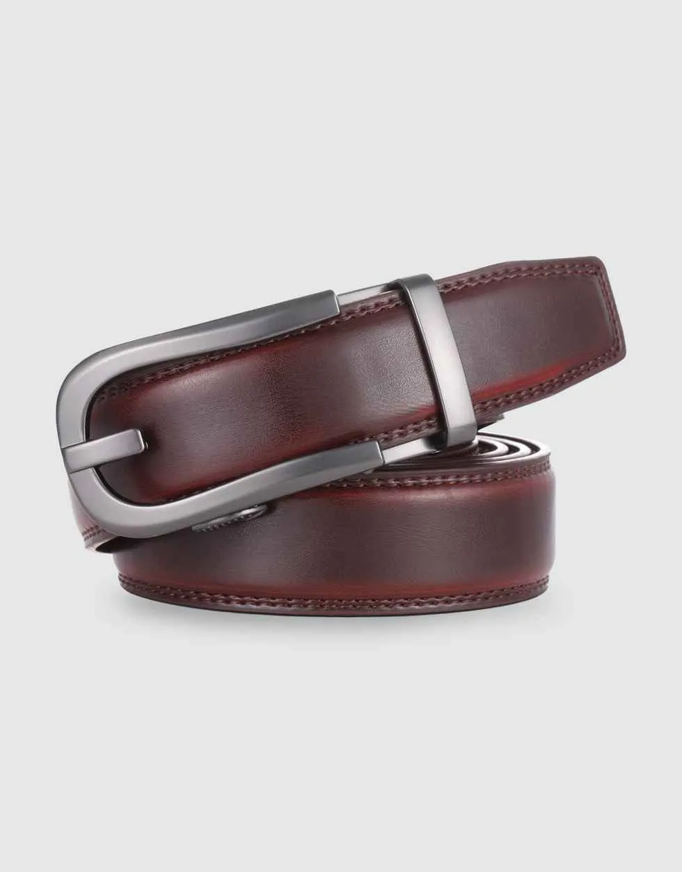 Curved Horseshoe Leather Ratchet Belt