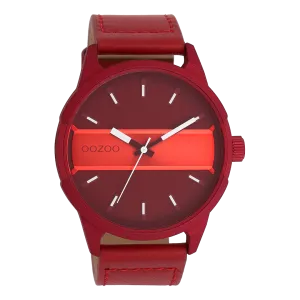 Dahlia/fiery red OOZOO watch with dahlia red leather strap - C11231