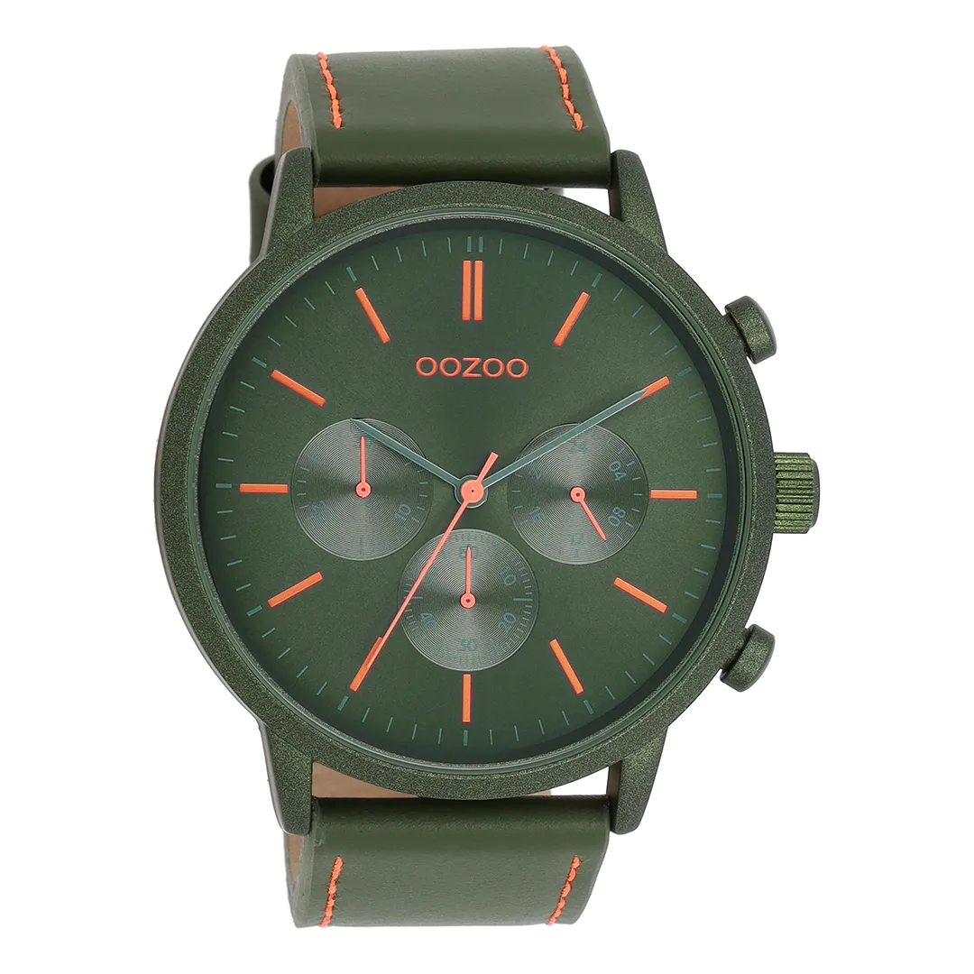 Dark green OOZOO watch with dark green leather strap - C11206