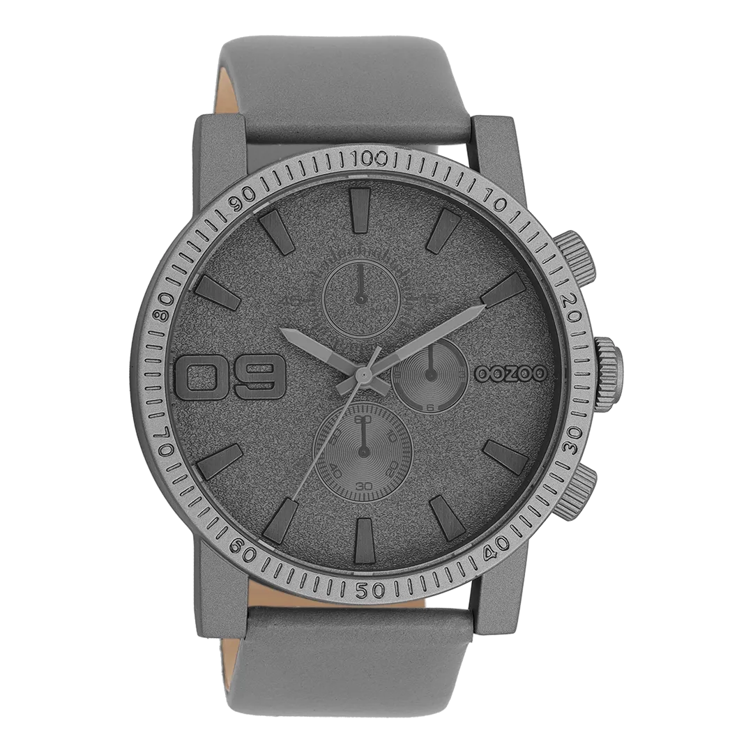 Dark grey  OOZOO watch with dark grey  leather strap - C11312