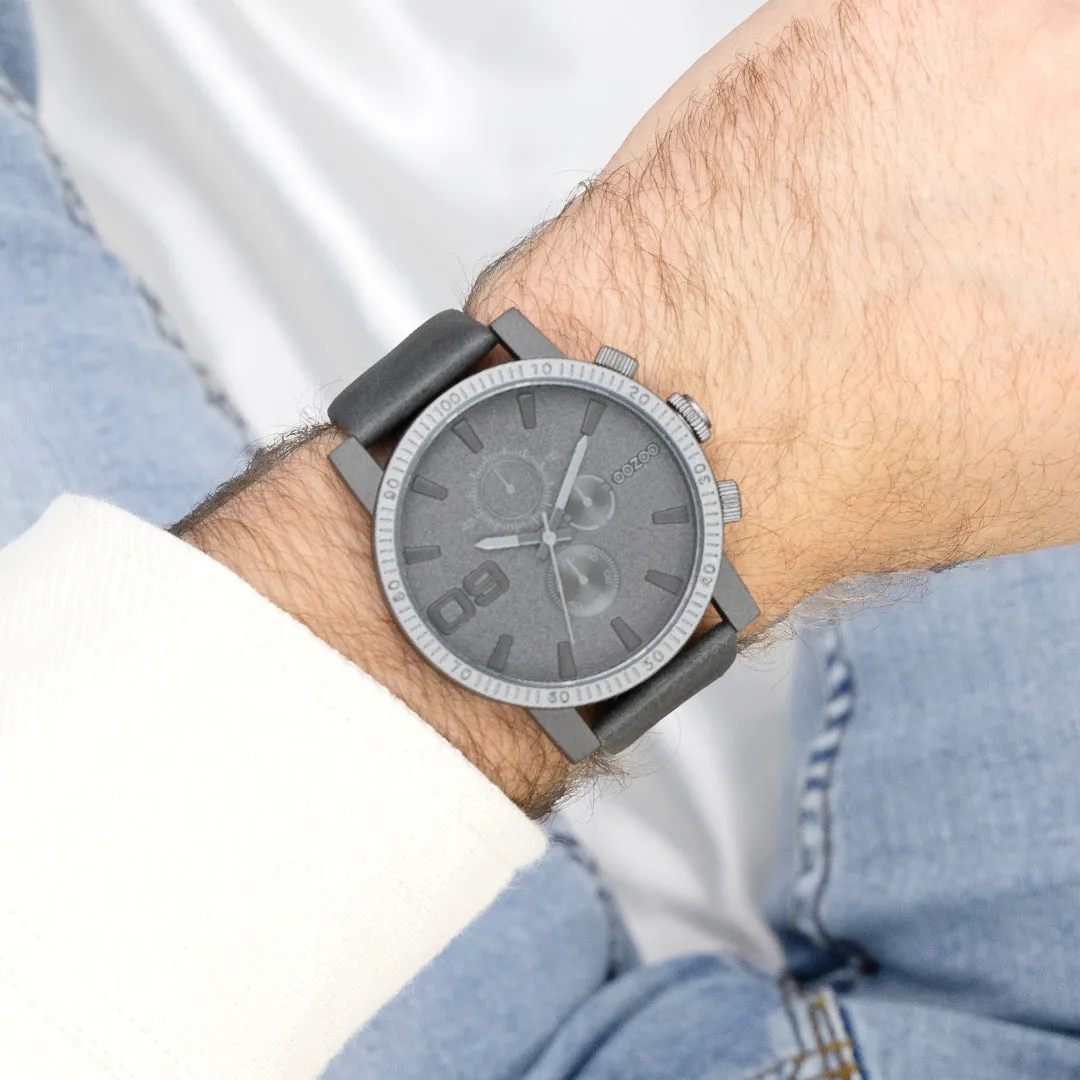 Dark grey  OOZOO watch with dark grey  leather strap - C11312