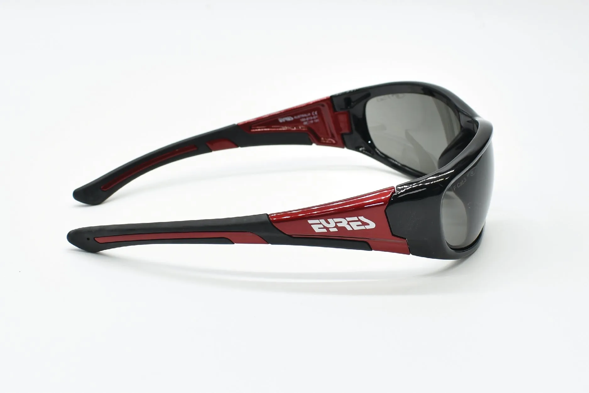 Eyres Bercy Gloss Black and Red Frame, Grey Lens Safety Glasses 150-S13-GY