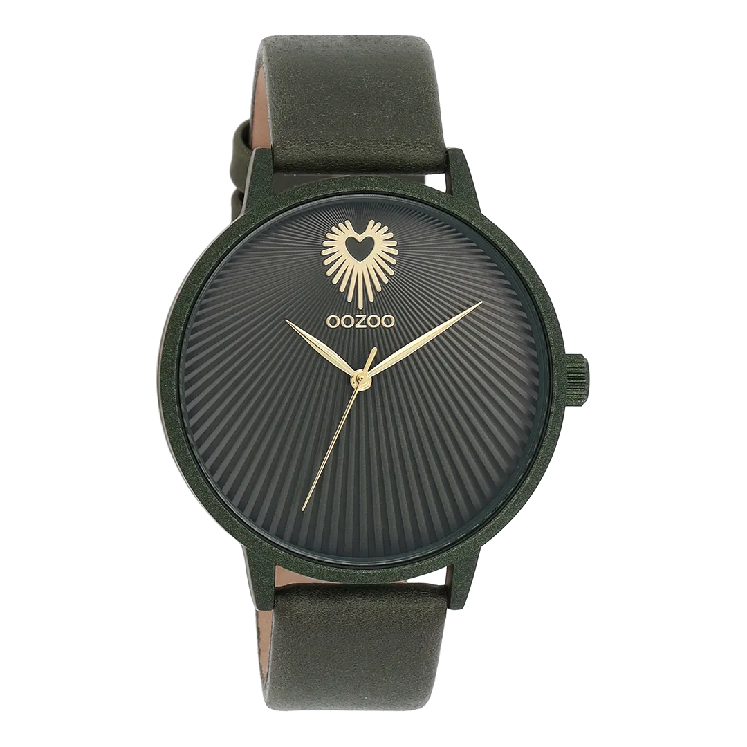 Forest green OOZOO watch with forest green leather strap - C11248