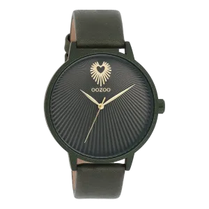 Forest green OOZOO watch with forest green leather strap - C11248